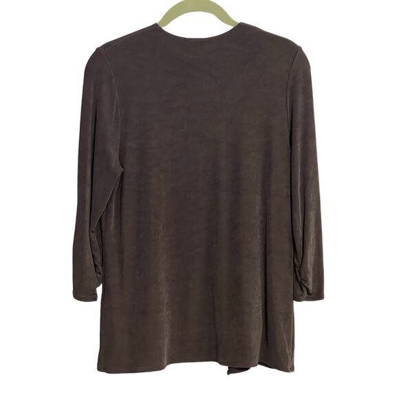 Chico's Travelers Women's Charcoal Gray Cascading Open Front Cardigan Size Small - Picture 3 of 8